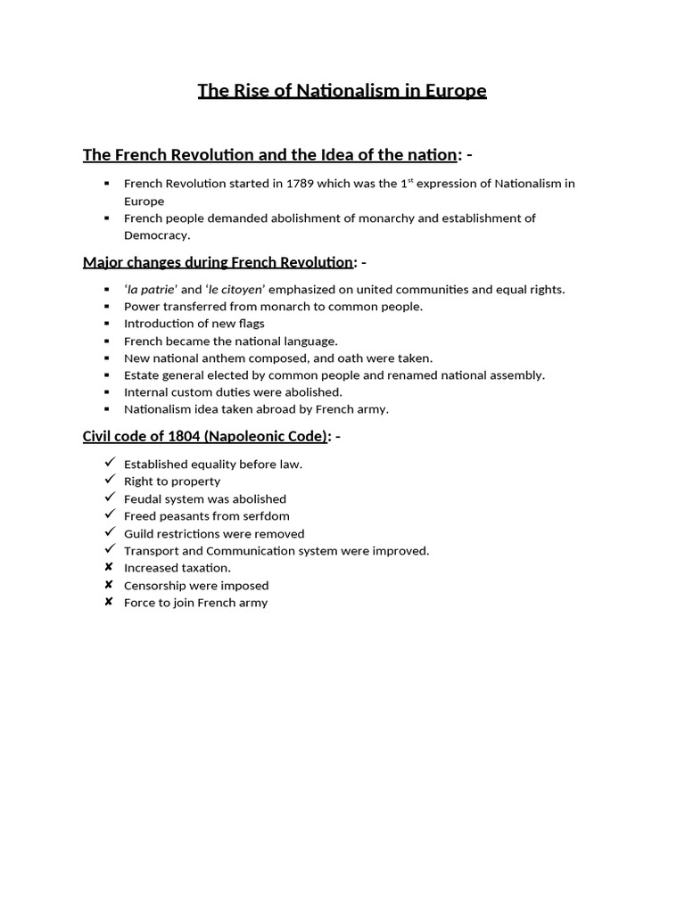 The Rise of Nationalism in Europe | PDF