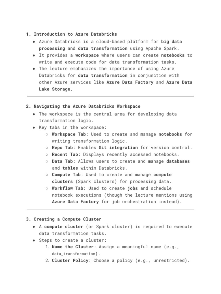 Data Transformation Part 1 | PDF | Computer Cluster | Microsoft Azure