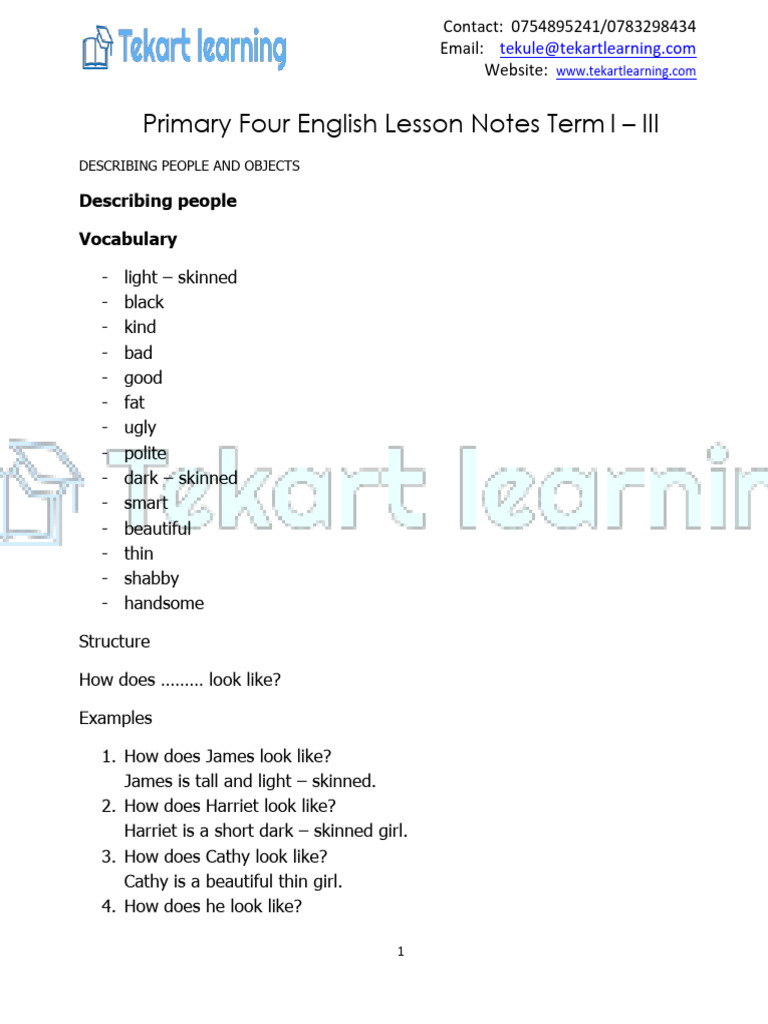 Eng P.4 notes (1) | PDF | Shape
