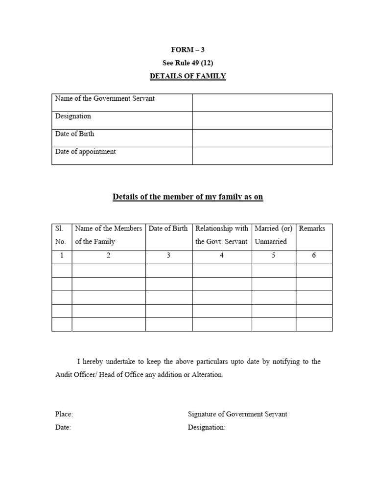 Details of Family FORM 3 | PDF