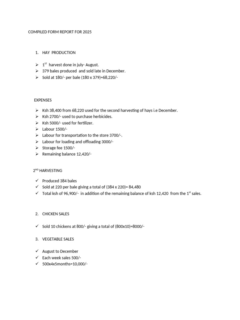 Compiled Form Report For 2025 | PDF | Agriculture | Hay