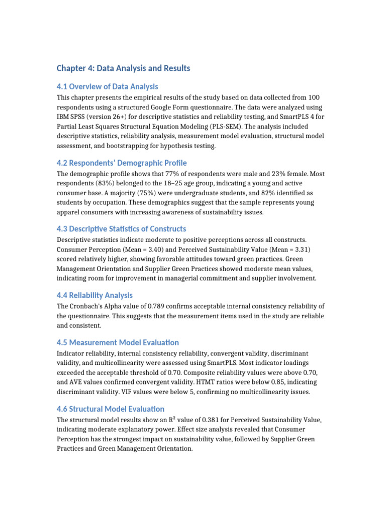 Chapter 4 Data Analysis | PDF | Statistics | Validity (Statistics)