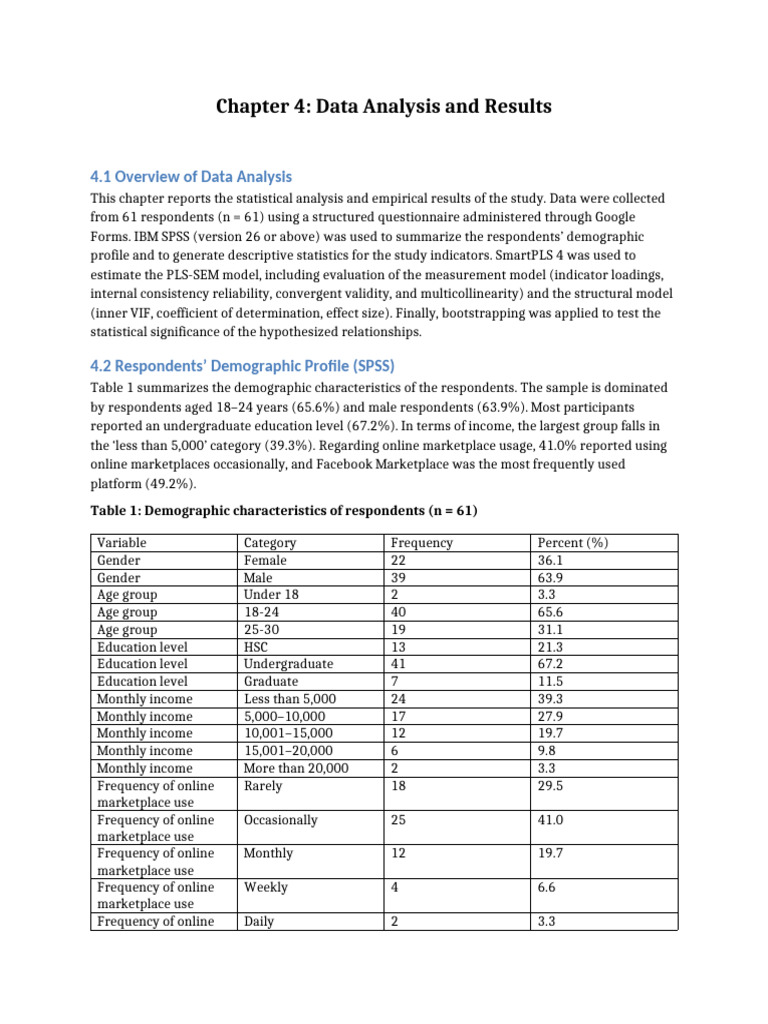 Chapter 4 Data Analysis | PDF | Coefficient Of Determination | Effect Size