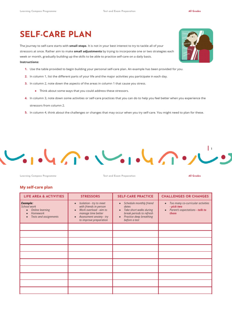 TestAndExam StudyTechniques Self-Care Plan | PDF | Psychology | Mental ...