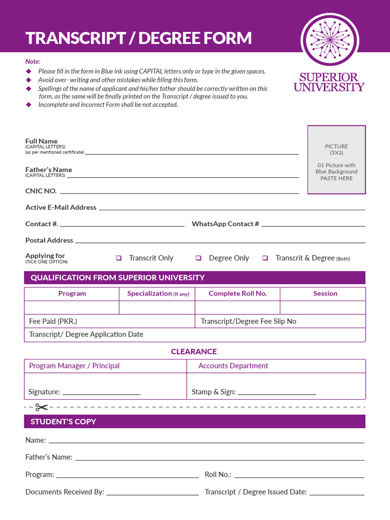 Transcript Degree Form | PDF