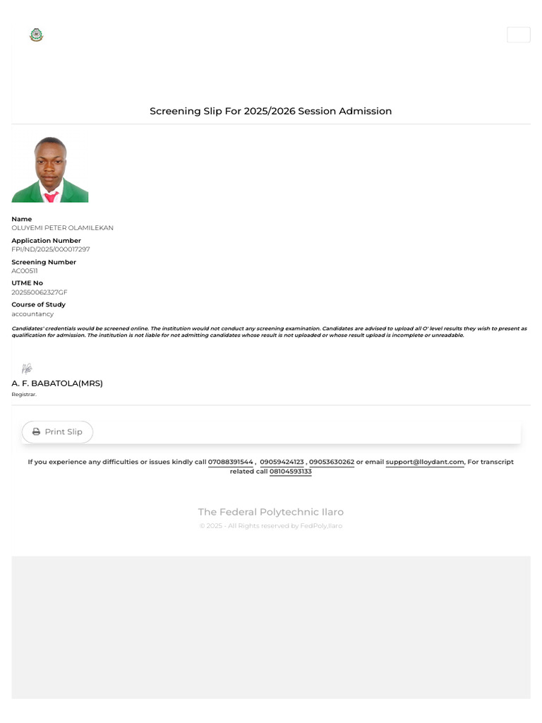 The Federal Polytechnic Ilaro | PDF