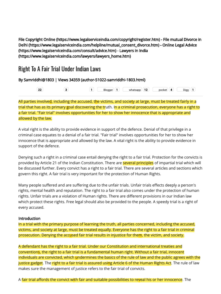 fair trial | PDF | Right To A Fair Trial | Trials