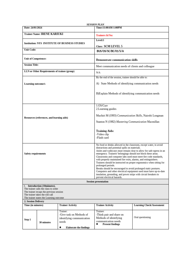 Cs Session Plan Week 3 (1) | PDF