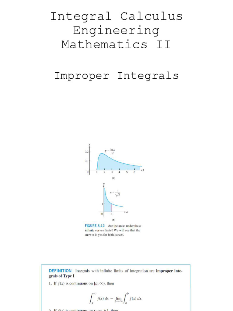 Integral Calculus - Improper Integrals | PDF