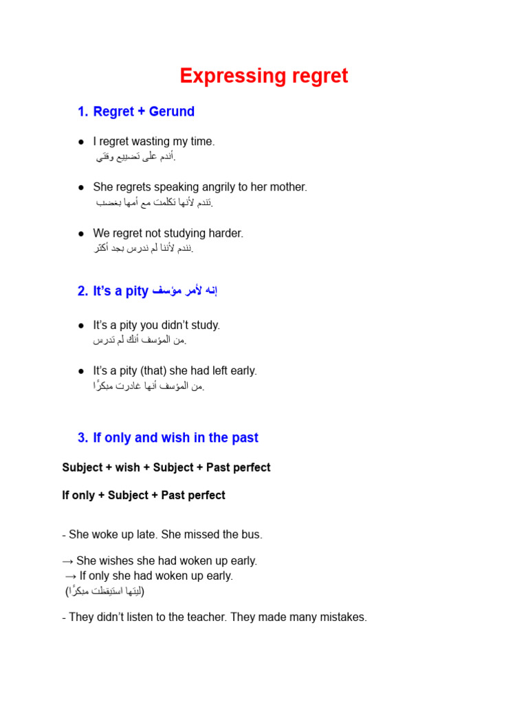 Expressing Regret | PDF