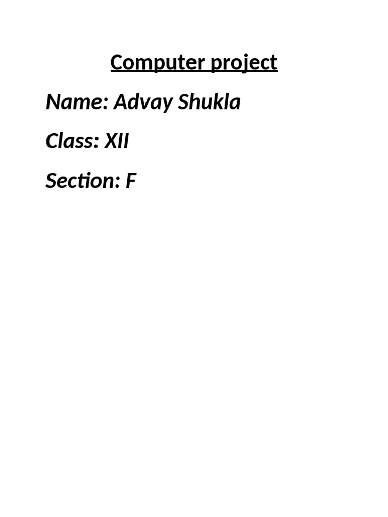 Computer Project Ishana 11th | PDF | Integer (Computer Science ...