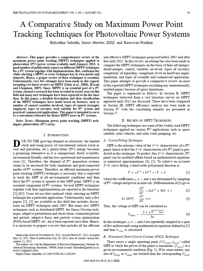 A Comparative Study On Maximum Power Point Tracking Techniques For ...