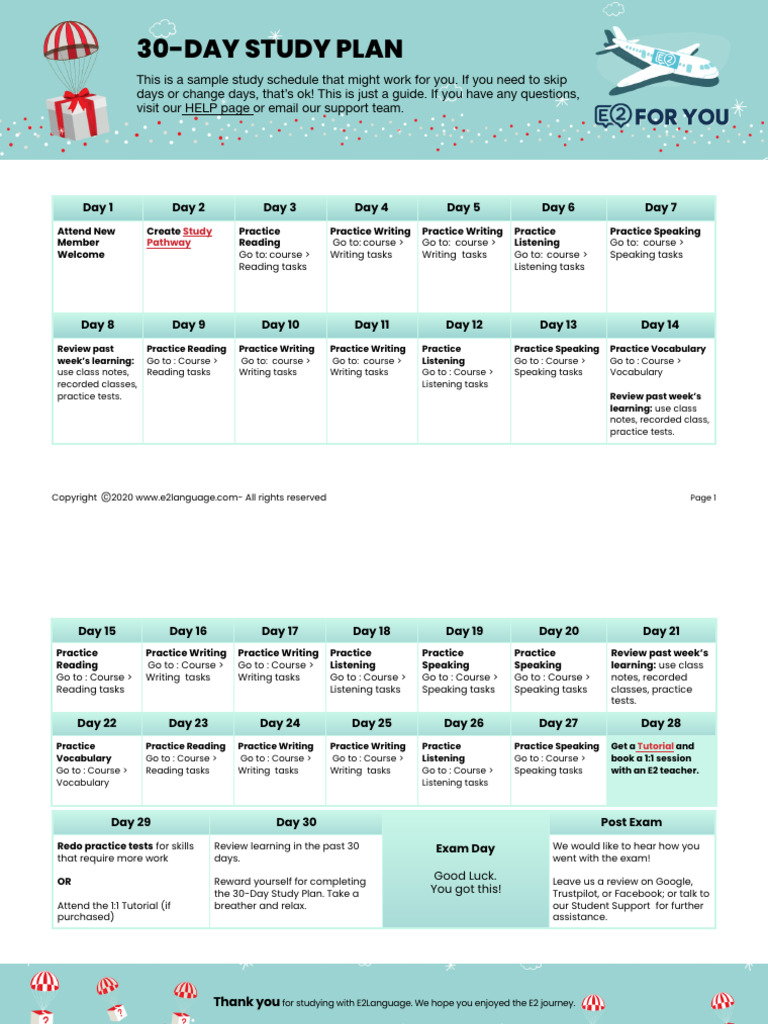 E2 For You-30 Day Study Plan | PDF | Applied Linguistics | Cognitive ...