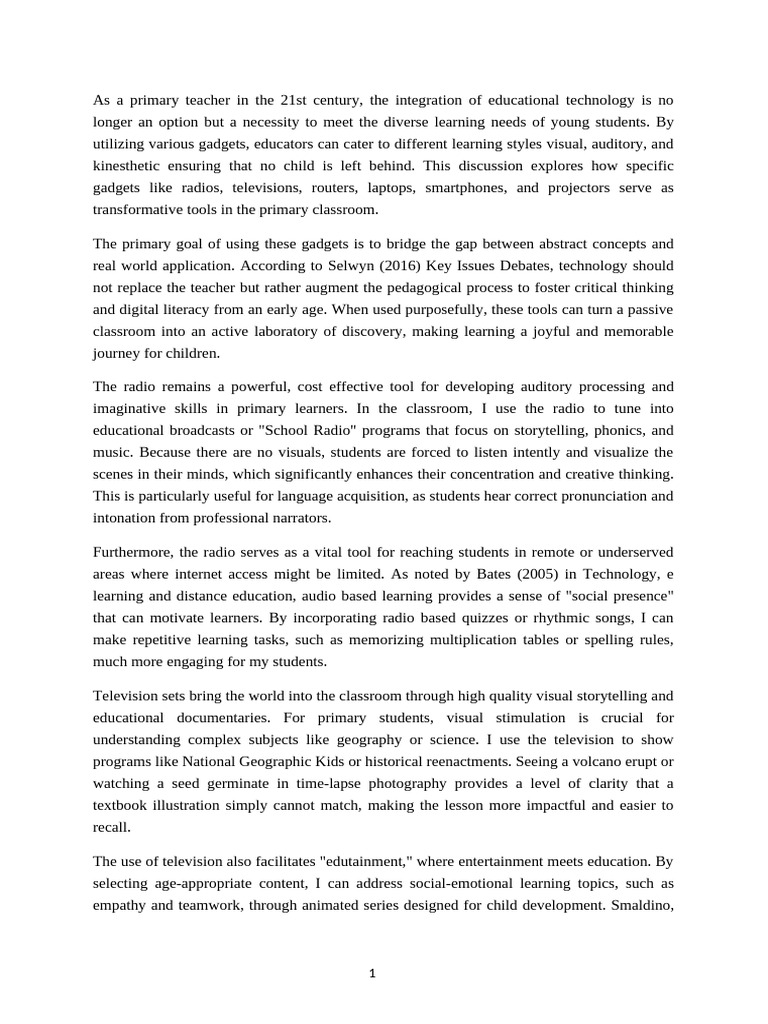 ICT Gadgets Use in Primary Schools | PDF | Learning | Educational ...