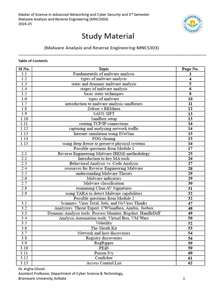 2554 - MNCS303 - Malware Analysis & Reverse Engineering - Study ...