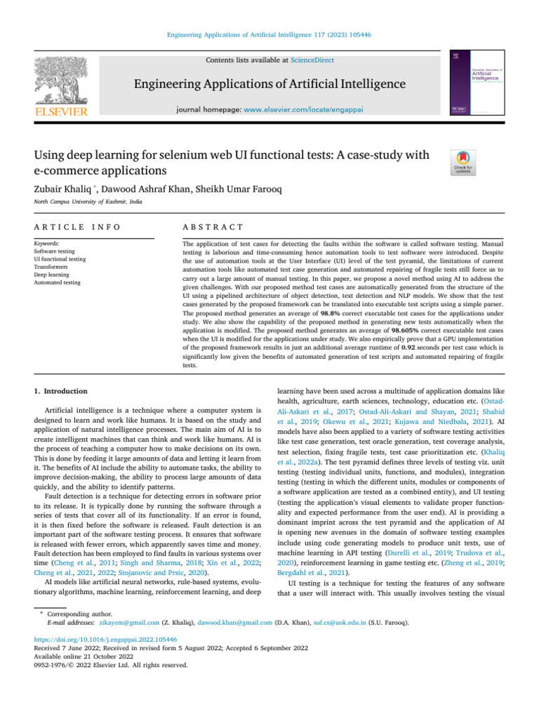 Using Deep Learning For Selenium Web Ui Functional Tests | PDF | User ...