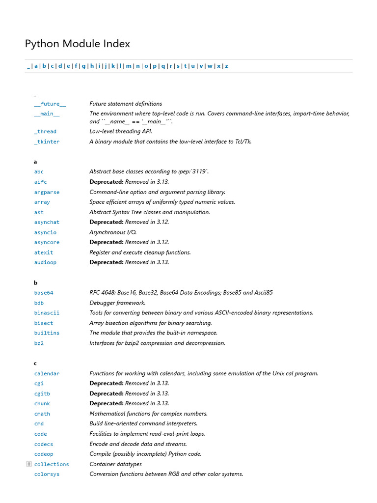 Python Module Index — Python 3.13.3 Documentation | PDF | Zip (File ...