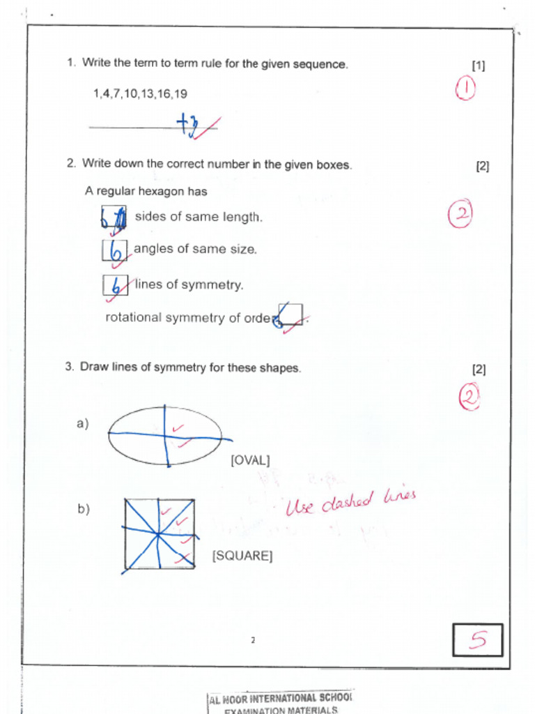 g6-Test 2 - Math -Pastpaper | PDF
