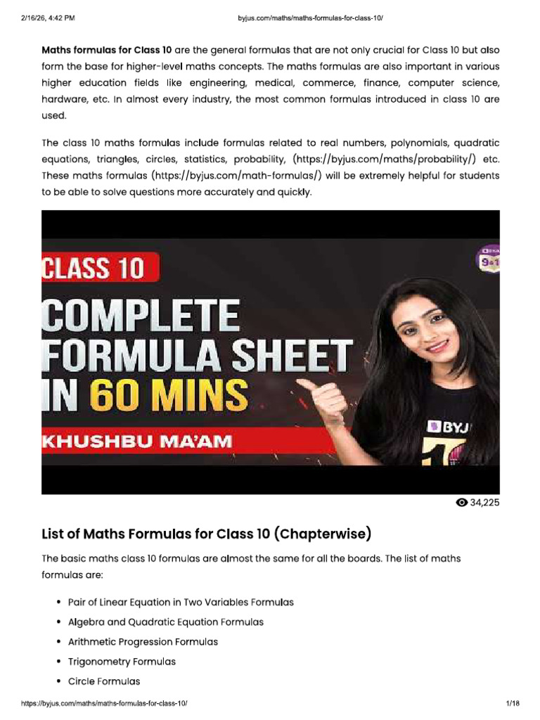 Math Class 10 | PDF