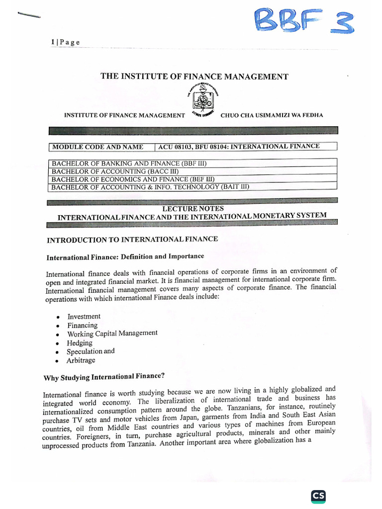 Unit 1 Introduction To International Finance | PDF
