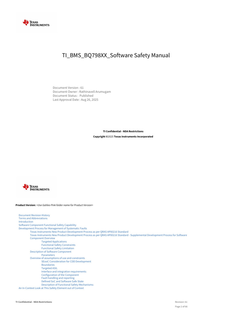 TI - BMS - BQ798XX - Software Safety Manual-V61-20250826 - 033131 | PDF ...