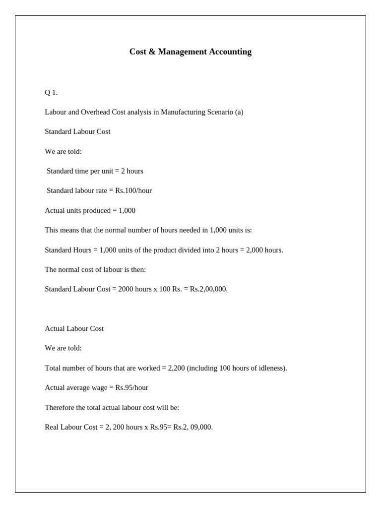 Cost & Management Accounting | PDF | Labour Economics | Inventory