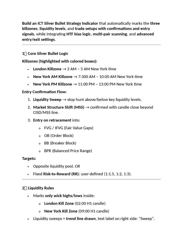 Build An ICT Silver Bullet Strategy Indicator That Automatically Marks ...