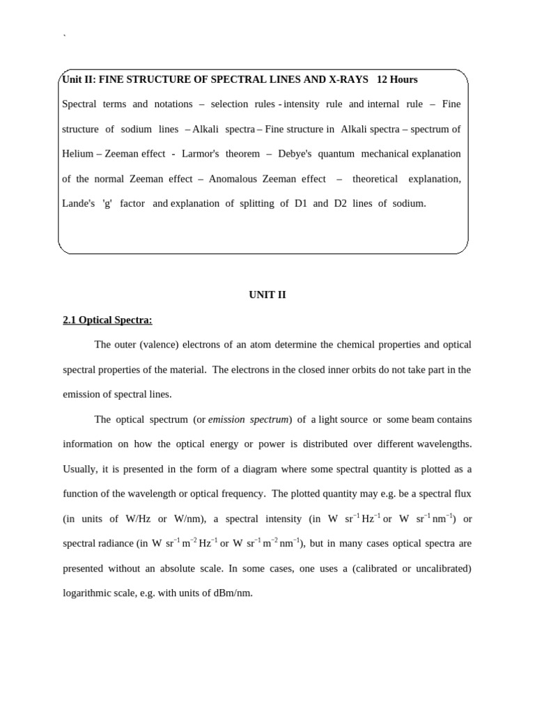 PHY17R301 - Atomic and Nuclear Physics Unit 2 Notes - Ver 2 | PDF ...