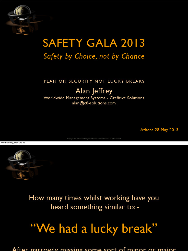 Plan on Security Not Lucky Breaks_Safety Gala 2013 | PDF | Audit | Business