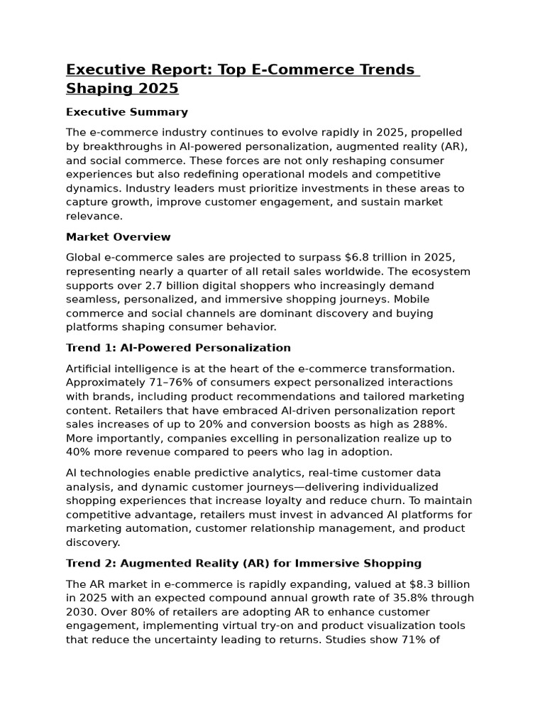 Executive Report For Ecommerce Trend | PDF | E Commerce | Retail
