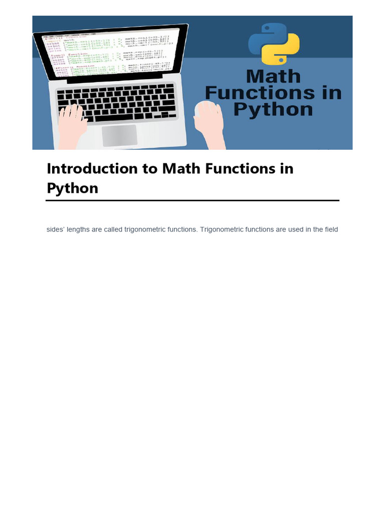 Introduction To Math Functions in - Python | PDF | Trigonometric ...