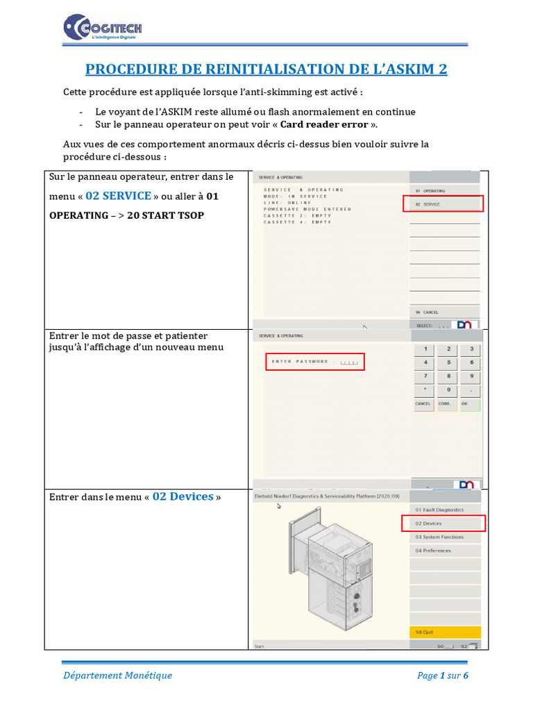 Procedure Reinitialisation ASKIM 2 | PDF