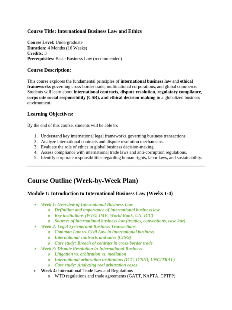 Course Content and Structure | PDF | Corporate Social Responsibility ...