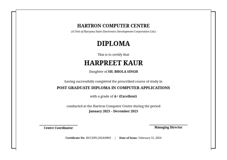 Hartron Diploma | PDF