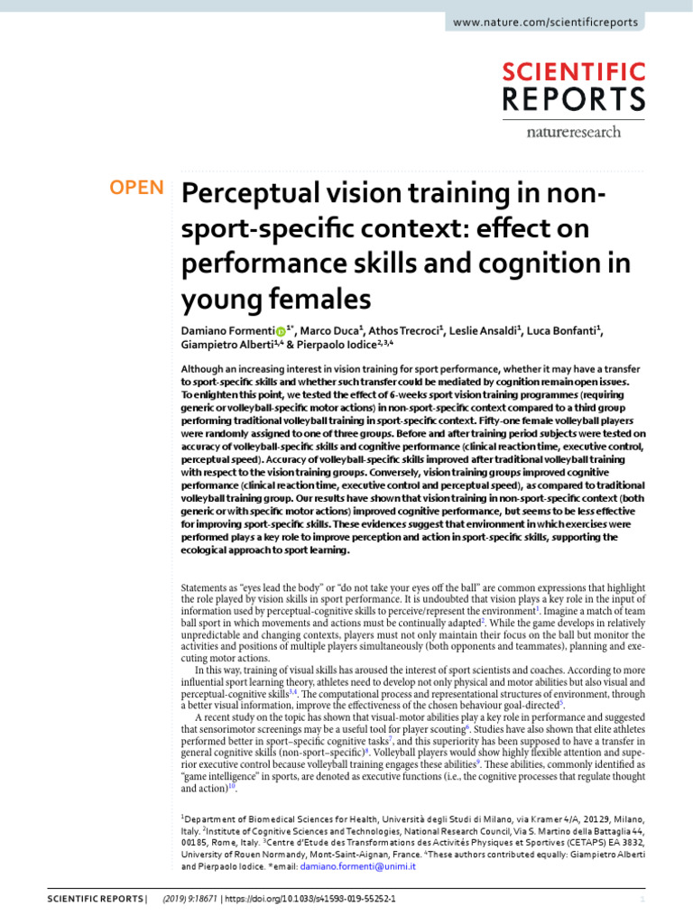 Perceptual Vision Training | PDF | Perception | Mental Chronometry