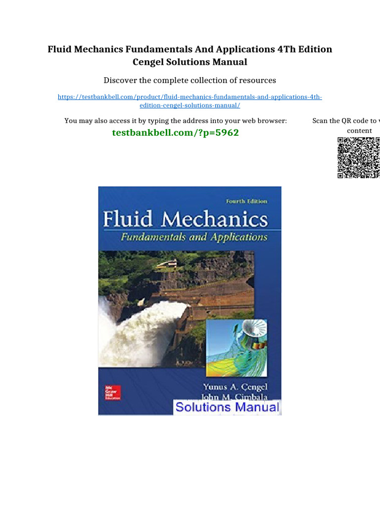 Fluid Mechanics Fundamentals and Applications 4th Edition Cengel ...
