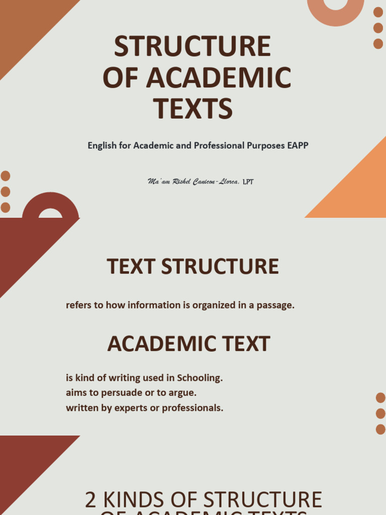 Structure of Academic Texts Lesson 3 WITHOUT QUIZ | PDF | Essays ...