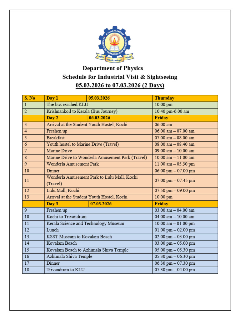 Tour Plan | PDF