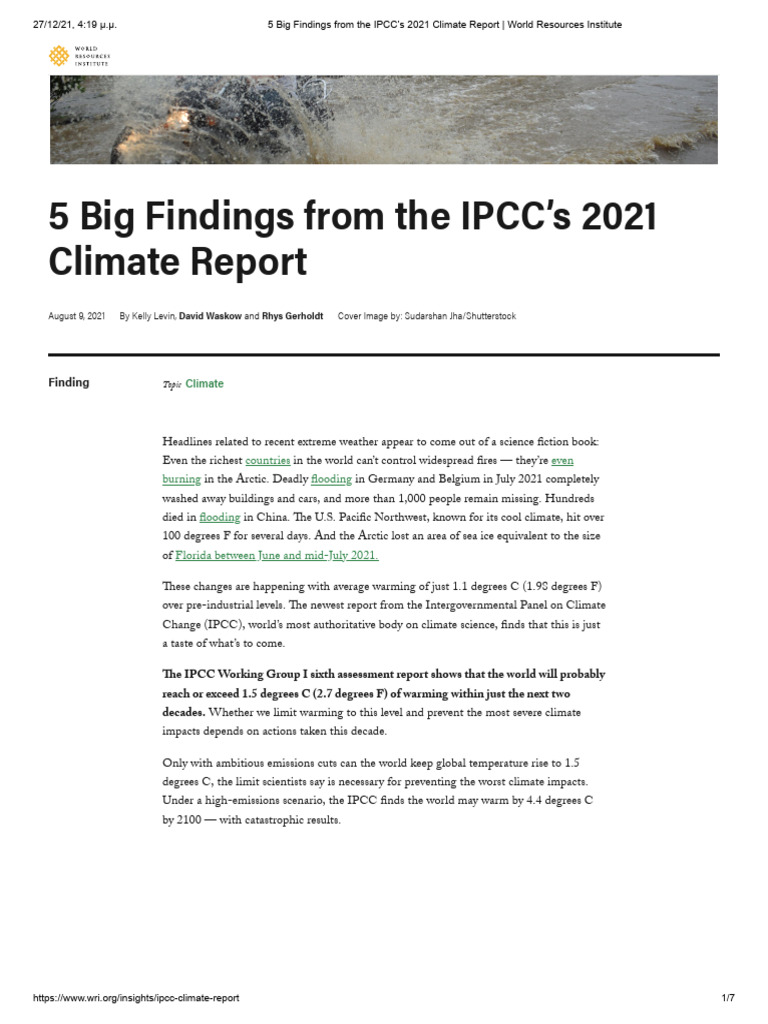 5 Big Findings From the IPCC’s 2021 Climate Report _ World Resources ...