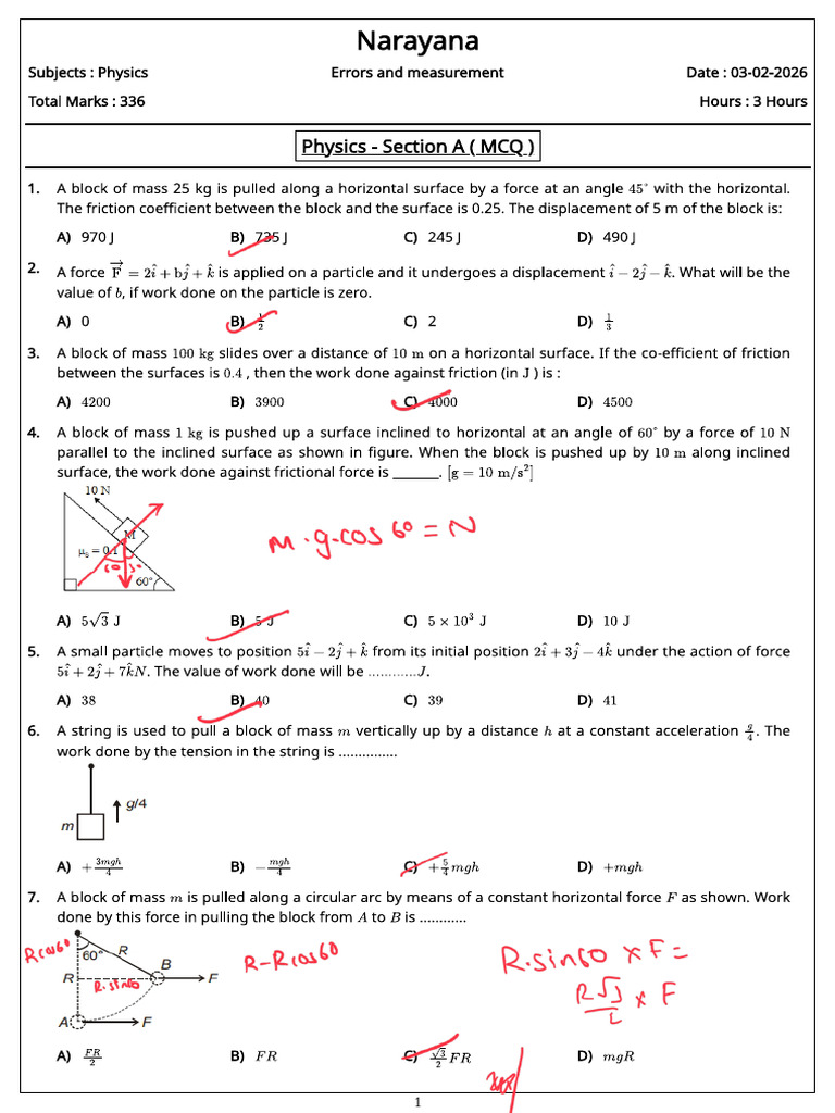 Work Power Energy Questions | PDF