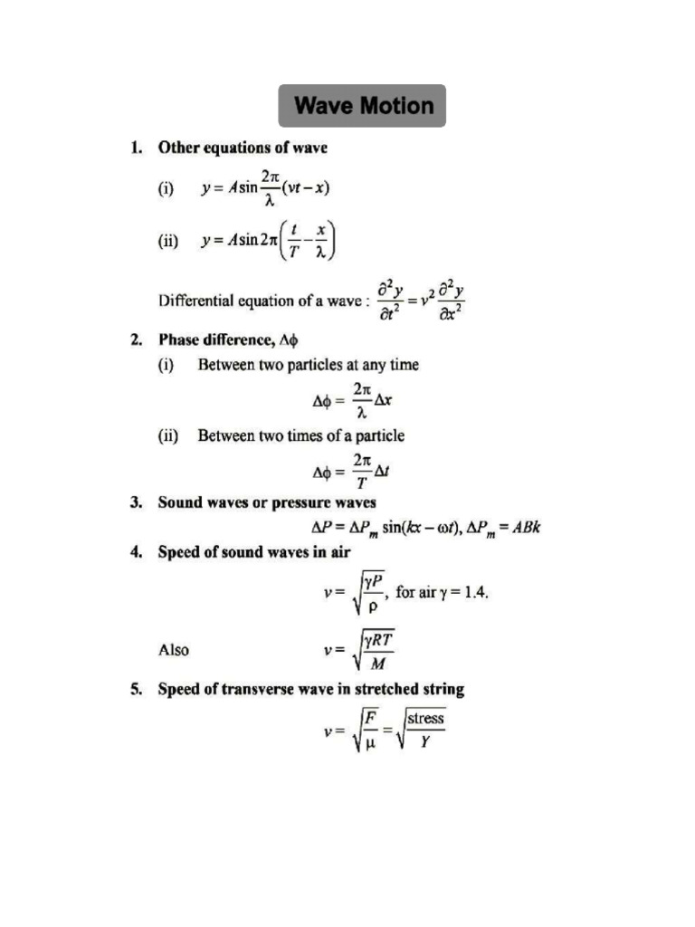 Formulas and Model Problems On Sound | PDF