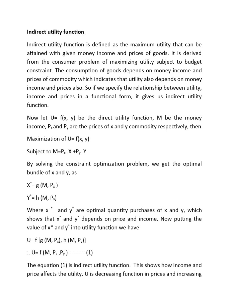 647729465 Indirect Utility Function | PDF | Utility | Demand