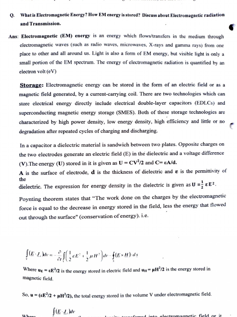 EM Energy, Storage and Transformation | PDF | Electromagnetic Radiation ...