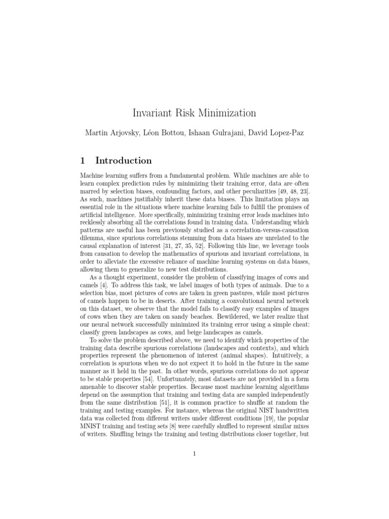 Invariant Risk Minimization: Martin Arjovsky, L Eon Bottou, Ishaan ...