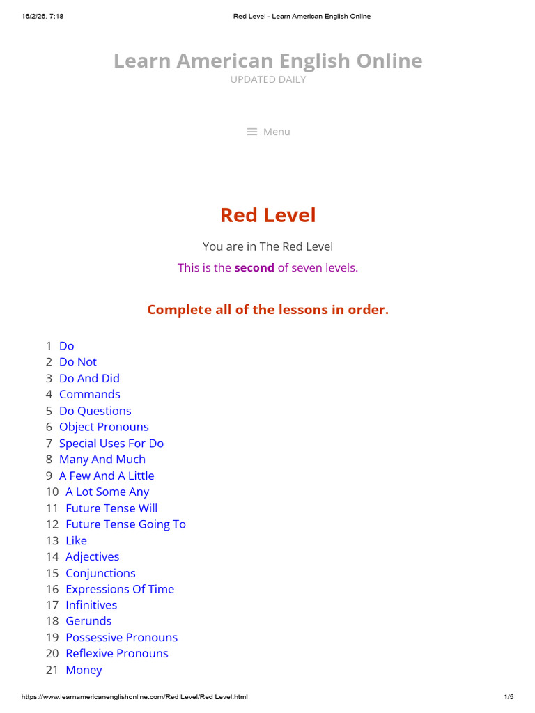Red Level - Learn American English Online | PDF | English Language ...