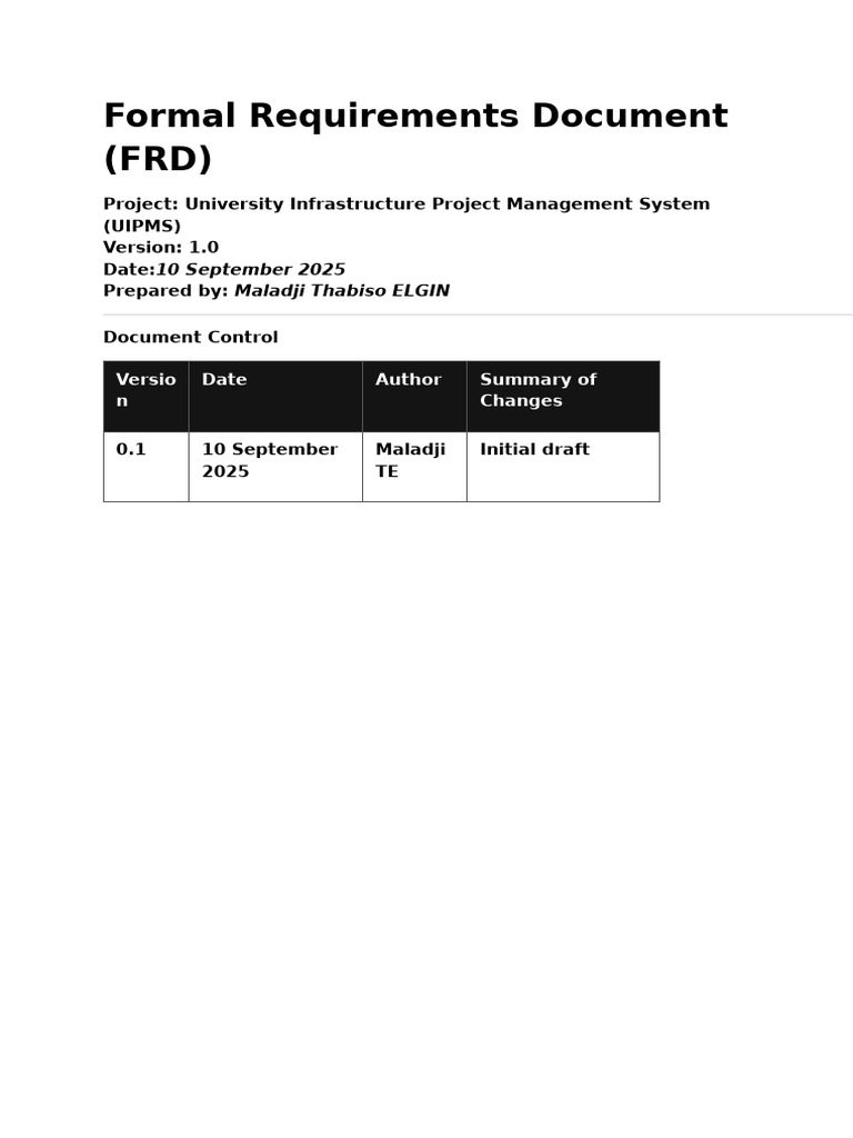 Formal Requirements Document | PDF | Invoice | Project Management
