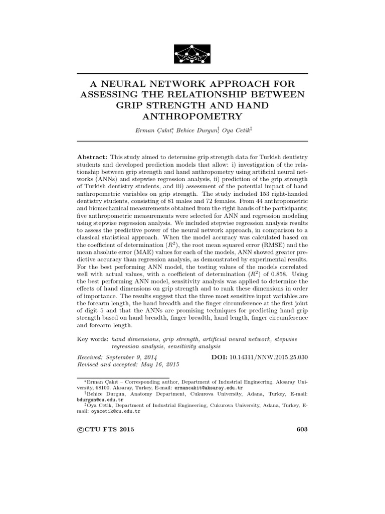 A Neural Network Approach For Anthropometry | PDF | Regression Analysis ...