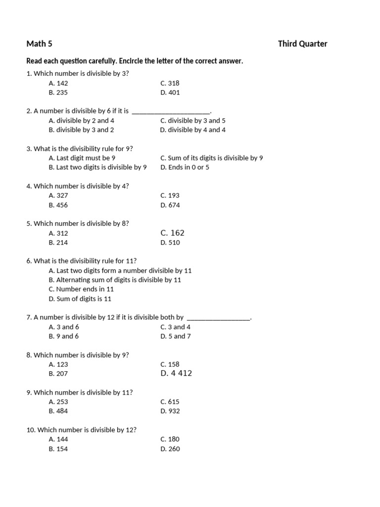 Math 5 SA 2 3rd | PDF | Prime Number