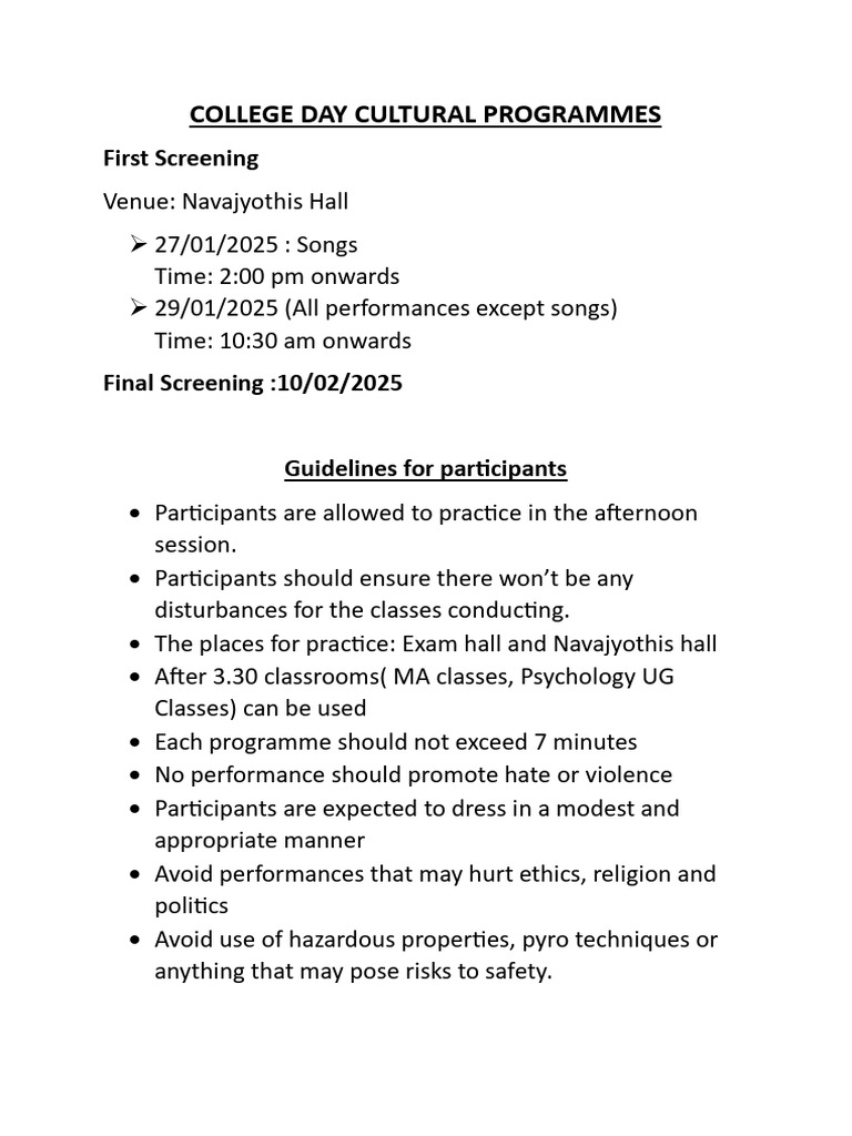Rules For Cultural Programmes-1 | PDF