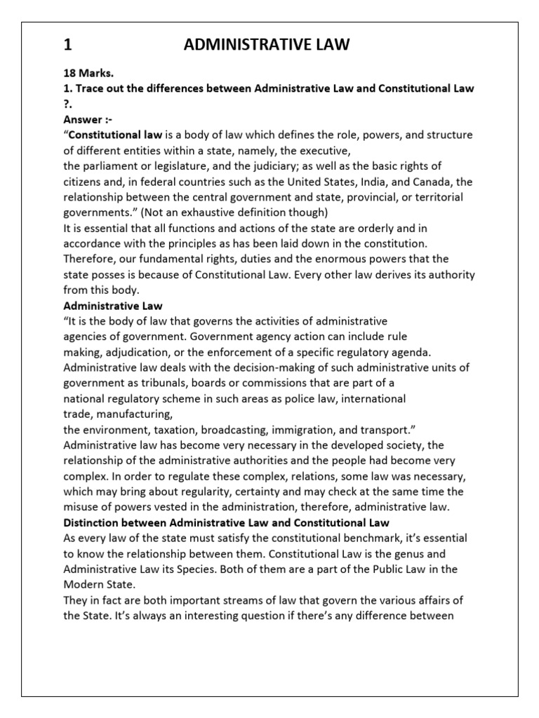 Administrative Law 18 Marks | PDF | Tort | Legal Liability